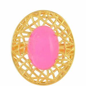 Arannyal Bevont Ezüst Gyűrű Etiópiai Neon Pink Opállal, Méret: 54-55 kép