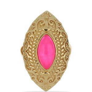 Arannyal Bevont Ezüst Gyűrű Pink Opállal, Méret: 62-63 kép