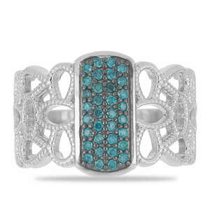 Ezüst Gyűrű Kék Gyémánttal, Méret: 57-56 kép