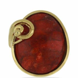 Arannyal Bevont Ezüst Gyűrű Vörös Szivacs Korallal, Méret: 59-58 kép