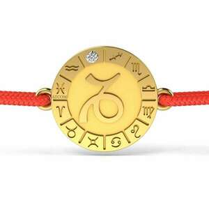 Sárga arany karkötő piros zsinórral Capricornus modell kép