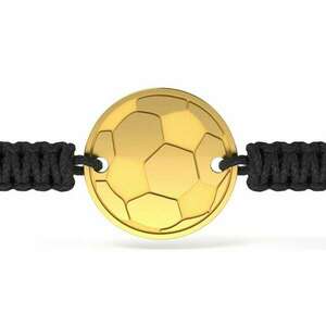 Sárga arany karkötő fekete zsinóros focilabda mintával kép