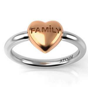 Fehérarany eljegyzési gyűrű rózsaszín aranyozott szív Adelino mintával kép