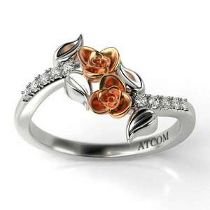 Eljegyzési gyűrű fehérarany rózsa aranyból, Rosalina modell kép