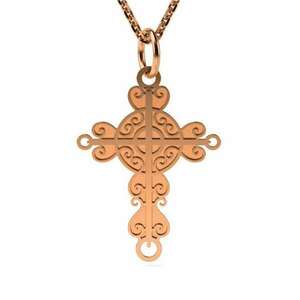 Rózsaarany medál nyaklánc keresztény kereszt mintával kép