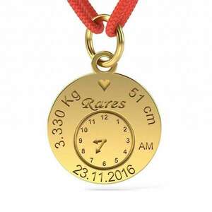 Sárgaarany medál születésnapi óra húzózsinórral kép