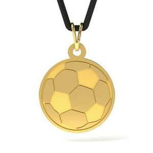 Sárga arany medál fekete zsinóros focilabda mintával kép