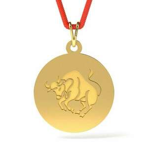 Sárga arany medál Taurus mintás zsinórral kép
