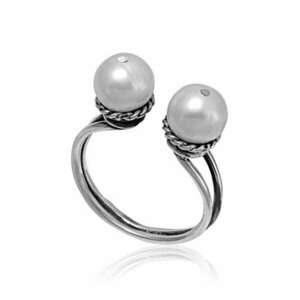 Ezüst Athina Gyűrű – oxidált páros gyöngy kép