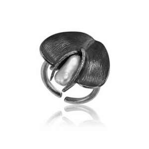 Ezüst Athina Gyűrű – oxidált kontrasztos virágszirom kép