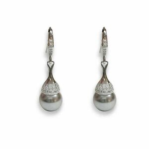 Swarovski gyöngy ezüst fülbevaló - Light grey kép