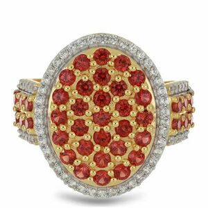 Arany Gyűrű Rosebery Vörös Zafírral és Természetes Fehér Cirkónna... kép