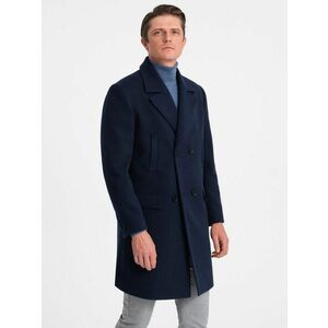 Ombre Clothing Téli sötét kék kétsoros férfi kabát V3 OM-COWC-0107 kép