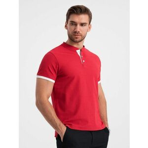 Ombre Clothing Kényelmes trendi piros galléros póló V2 TSCT-0156 kép