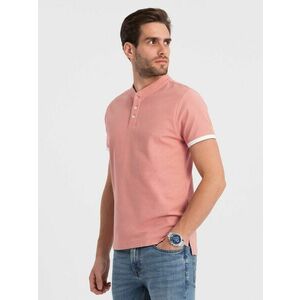 Ombre Clothing Kényelmes trendi rózsaszín galléros póló V7 TSCT-0156 kép