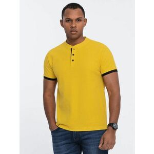 Ombre Clothing Kényelmes sárga galléros póló V9 TSCT-0156 kép