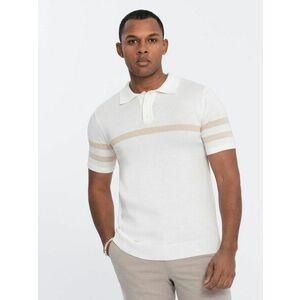 Ombre Clothing Trendi krém színű galléros póló V3 POSS-0118 kép