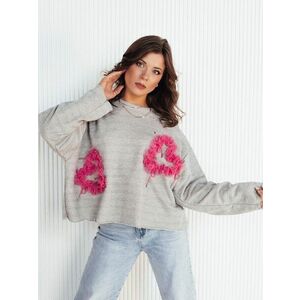 Dstreet Oversize női pulóver szürke rózsszín elemekkel Rawel kép