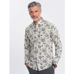 Ombre Clothing Bézs színű ing virágmintával V1 SHPS-0139 kép