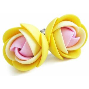 Troli Troli Rózsaszín-sárga fülbevaló virágokkal kép