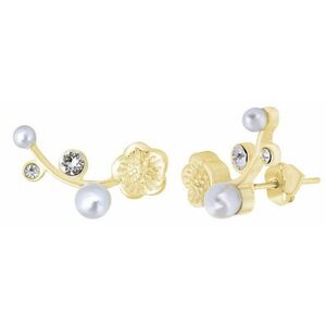 Troli Troli Aranyozott fülbevaló kristályokkal és gyöngyökkel kép