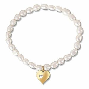 JwL Luxury Pearls JwL Luxury Pearls Gyengéd karkötő valódi gyöngyből aranyozott szívvel JL0691 kép