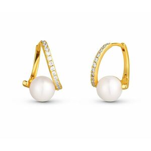 JwL Luxury Pearls JwL Luxury Pearls Bájos aranyozott valódi gyöngy és cirkónium fülbevaló JL0850 kép