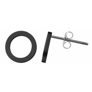Troli Troli Egyszerű fekete fülbevaló acél karikákkal kép