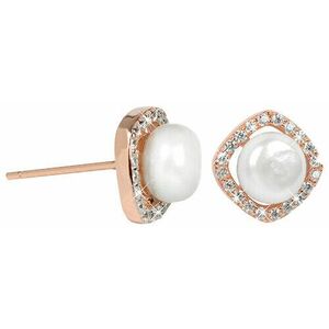 JwL Luxury Pearls JwL Luxury Pearls Ezüst rosegold arany fülbevaló fehér igazgyönggyel és kristályokkal JL0252 kép