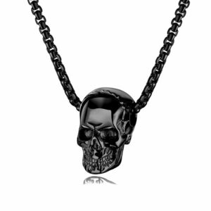 Troli Troli Sötét acél nyaklánc férfiaknak koponyával kép