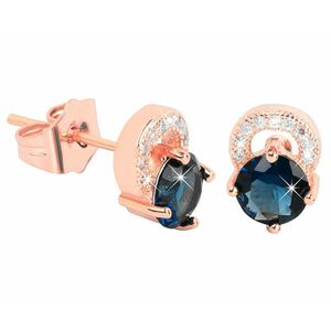 Troli Troli Bronz csillogó fülbevaló kék kristályokkal kép