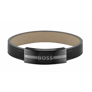 Hugo Boss Hugo Boss Divatos bőr fekete karkötő 1580490 19 cm kép