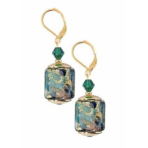 Lampglas Lampglas Bájos Emerald Oasis fülbevaló 24 karátos aranyból Lampglas ECU68 gyöngyökkel kép