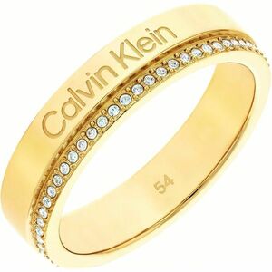 Calvin Klein Calvin Klein Aranyozott gyűrű kristályokkal Minimális Linear 35000201 56 mm kép