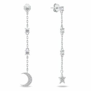 Brilio Silver Brilio Silver Hosszú ezüst fülbevaló Hold és Csillag cirkónium kövekkel EA832W kép