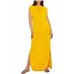 sárga kötött nyári ruha hasítékkal kép