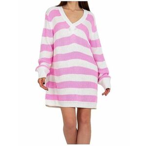 Fehér és rózsaszín csíkos pulóver ruha kép