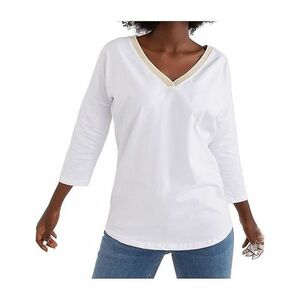 Fehér női póló nyakkivágással kép