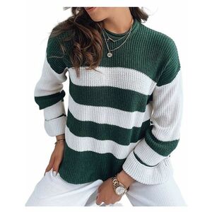 Amelia zöld-fehér csíkos pulóver kép