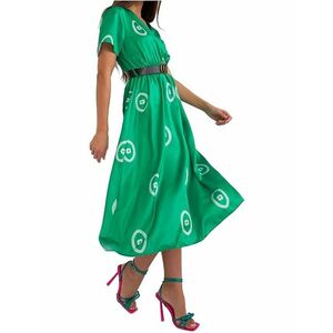 Zöld midi ruha mintával kép