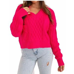 Sötét rózsaszín crop pulóver kép
