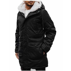 fekete téli kabát zsebekkel kép