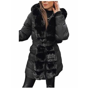 fekete téli kabát fürtbundával kép