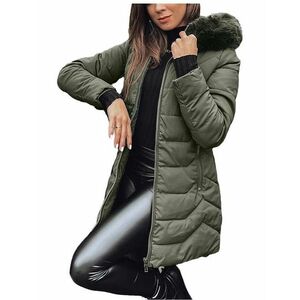 Capella sötét khaki steppelt téli kabát kép
