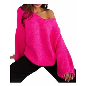 Neon rózsaszín túlméretezett pulóver, széles ujjal kép