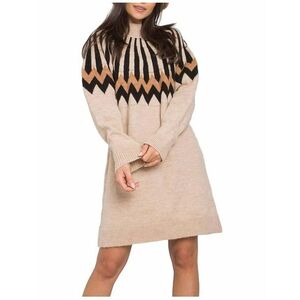 Bézs színű mintás pulóverruha kép