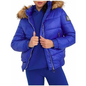 Kék steppelt kabát levehető kapucnival kép