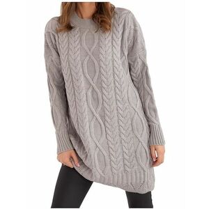 szürke pulóver ruha fonat mintával kép