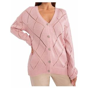 Világos rózsaszín áttört pulóver gombokkal kép