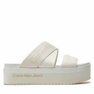 Papucs Calvin Klein Jeans Flatform Sandal Webbing In Mr YW0YW01361 Off White YBR kép
